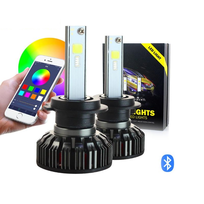RGB H7 LED Headlights App Controlled Kit - Image 2